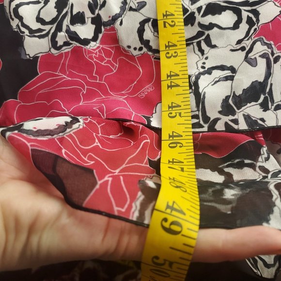 Dyvna Womens Pink Graphic Flower Semi Sheer 3/4 Sleeve Ruffle Sheath Dre… - Picture 9 of 13